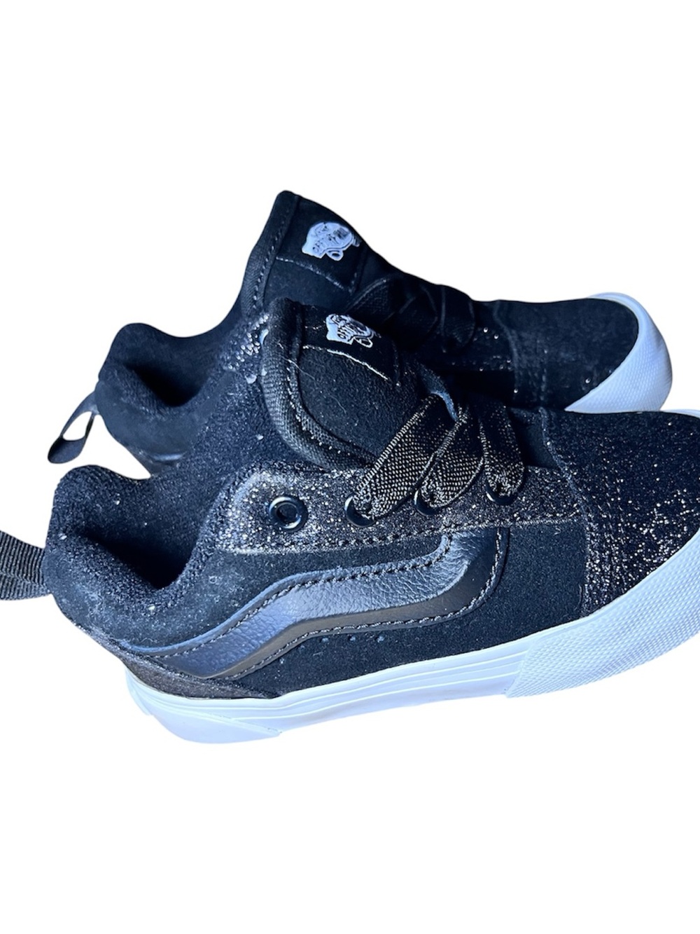 NEW Vans Kids Black Low-Top Sneakers with White Sole